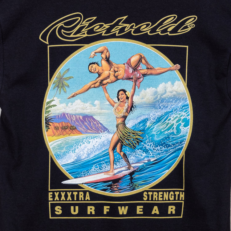Exxtra Strength Surf t-shirt from Rick Rietveld - Californian Surf Artist. Mens surfing t-shirt